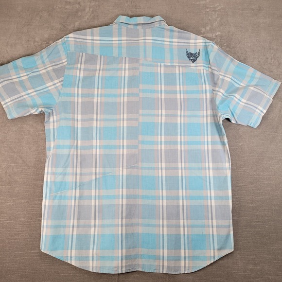 Quiksilver Y2K Mens Short Sleeve Plaid Button Up Shirt Blue Size Large - Picture 6 of 6